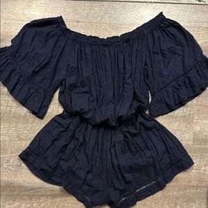 Live 4 Truth Navy Blue Off-Shoulder shorts Romper Size Large